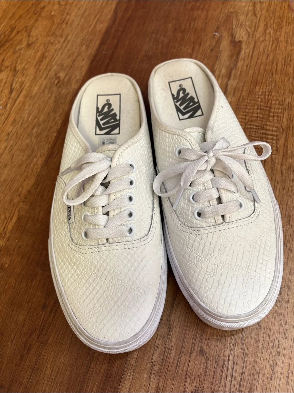 Vans Cream/Off-White Lace-Up Slip-On Sandal Sneakers